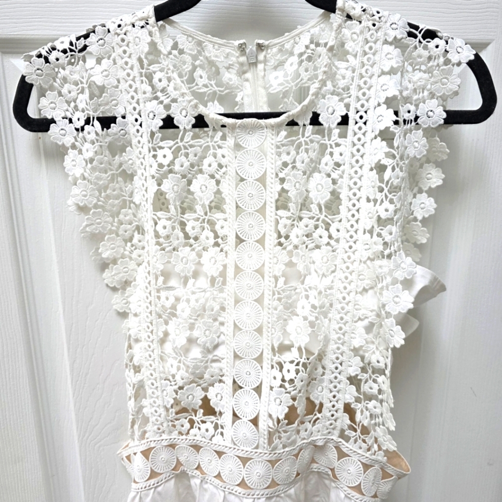 Self Portrait White Lace Mini Dress 10 - Picture 9 of 11